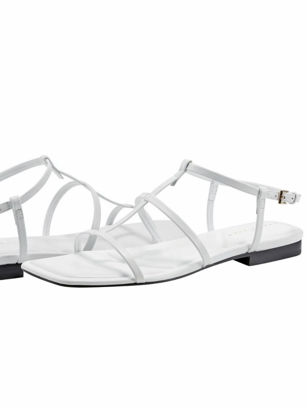 Marc Fisher Size 6.5 White Strappy Flat Sandals - Women. Very Gently Used